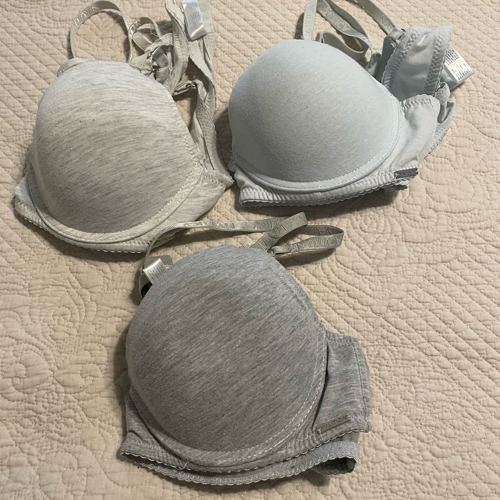 Nautica Gray Bras with Molded Cups and Comfortable Design